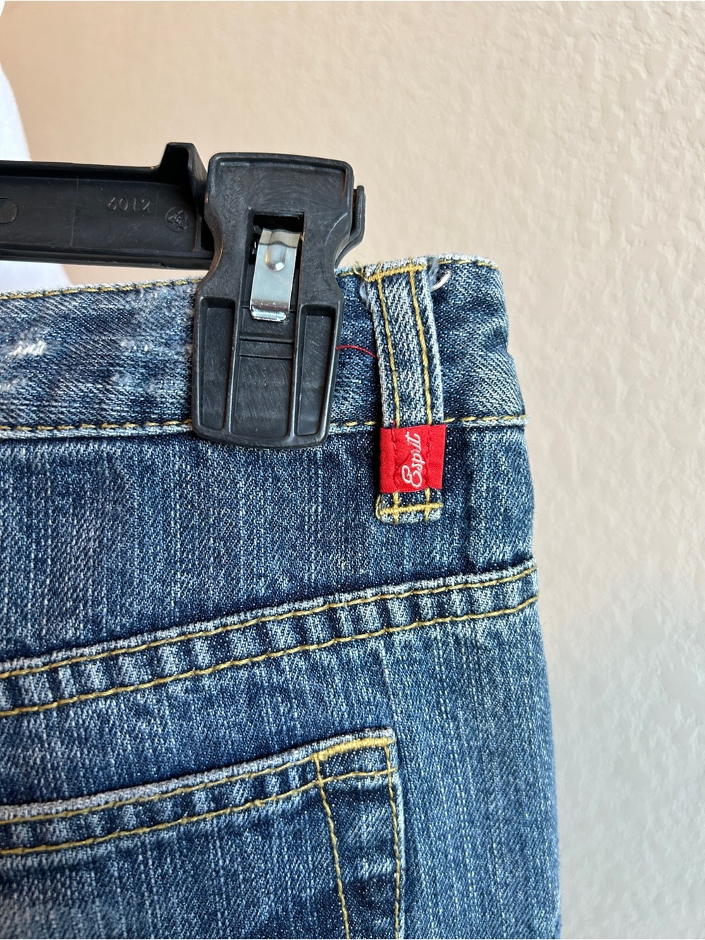 ESPRIT Y2K Distressed Boyfriend Flair Rose Embroidered Dark Blue Jeans Size 6 - Picture 6 of 14